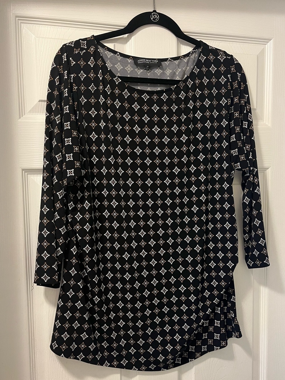 Jones New York Black and White Geometric Tunic